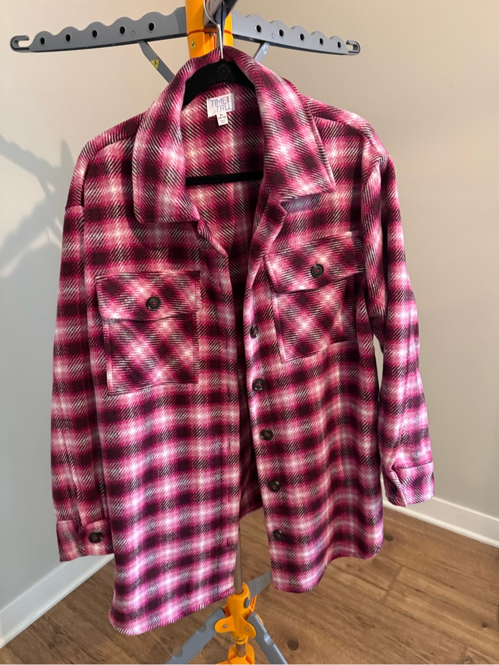 Pink Plaid Shacket - Vibrant Pink Plaid - Picture 3 of 6